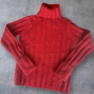 Cozy Red Banana Republic Fisherman core Turtleneck 100% Wool Women Size Medium